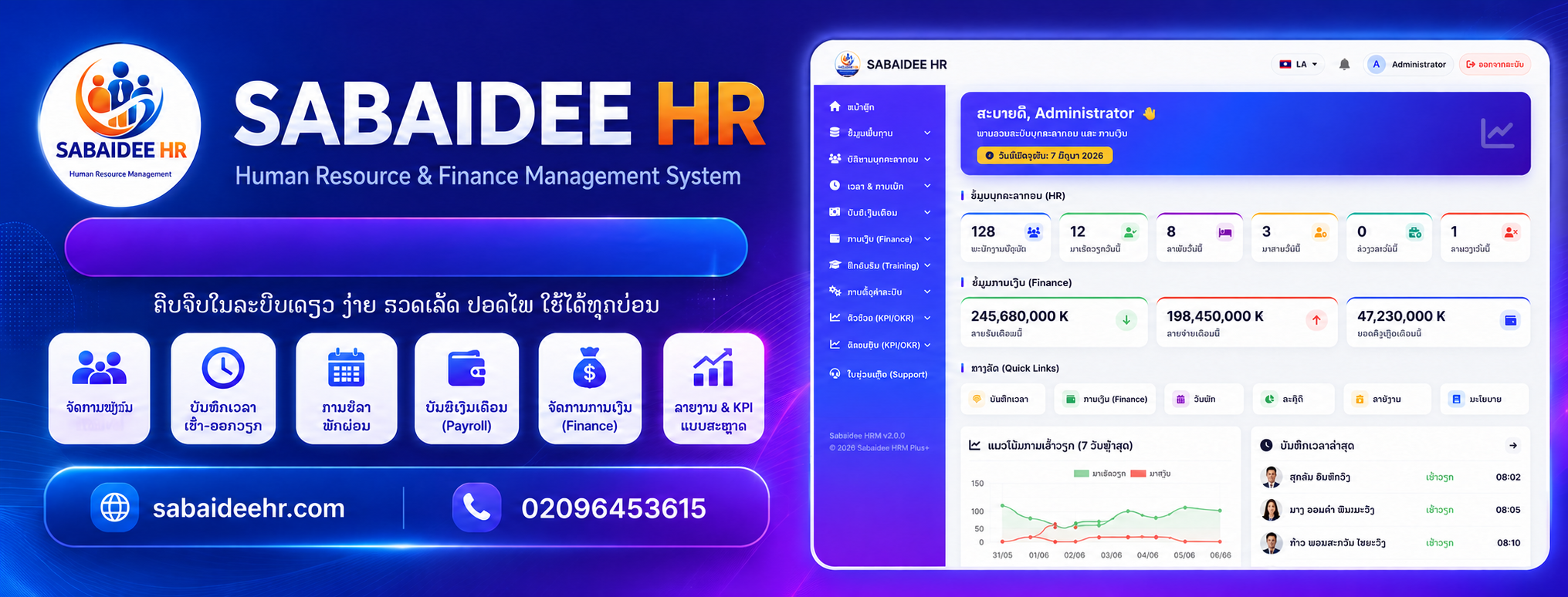 Banner Sabaidee HR ລະບົບ HR & Finance